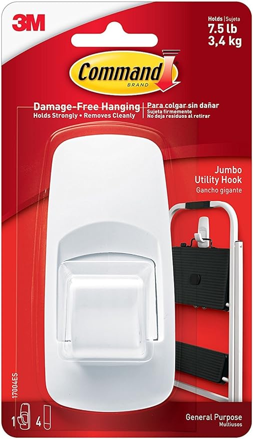 Command Jumbo Hook with Strips White, Pack of 1 – Weinstein's Hardware