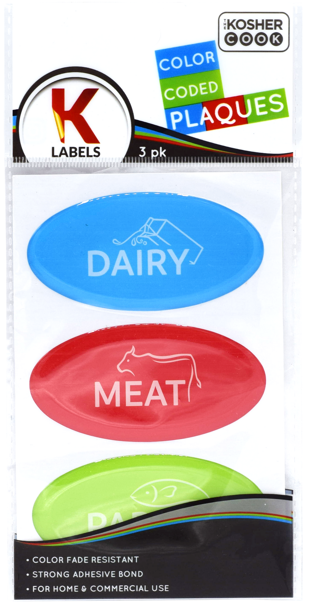 The Kosher Cook Plaques and Labels 1 Blue Dairy, 1 Red Meat, 1 Green P ...