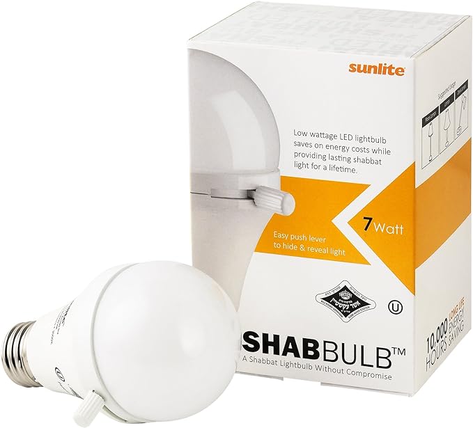 Sunlite ShabBulb, Shabbat Permissible LED Light Bulb, 7 Watt (40 Watt Equivalent) Warm White