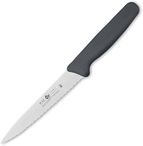 Icel 5 1/2-Inch Stiff Boning Knife with Extra Wide Serrated Blade, Assorted Colors
