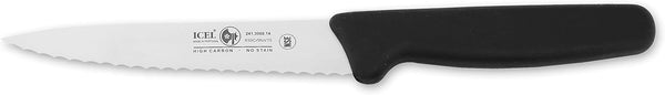 Icel 5 1/2-Inch Stiff Boning Knife with Extra Wide Serrated Blade, Assorted Colors