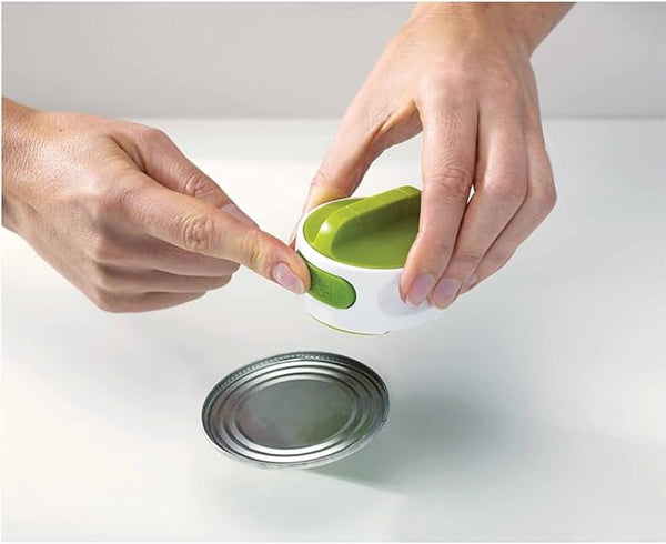 Joseph Joseph Can-Do Compact Can Opener Easy Twist Release Portable Space-Saving Manual Stainless Steel, Green