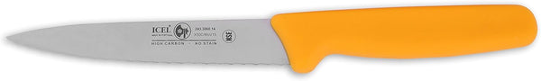 Icel 5 1/2-Inch Stiff Boning Knife with Extra Wide Serrated Blade, Assorted Colors