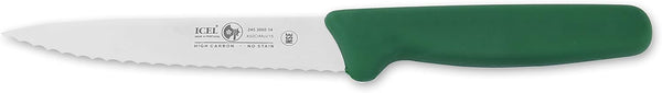 Icel 5 1/2-Inch Stiff Boning Knife with Extra Wide Serrated Blade, Assorted Colors