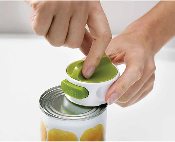 Joseph Joseph Can-Do Compact Can Opener Easy Twist Release Portable Space-Saving Manual Stainless Steel, Green