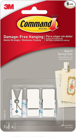 Command Strips Spring, 3 Clips/4 Strips, Clear