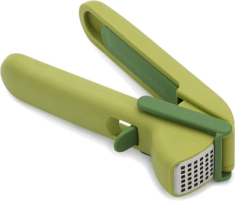 Joseph Joseph CleanForce Garlic Press - Garlic Mincer with Trigger-Operated Wiper Blade & Handy Cleaning Tool, Green