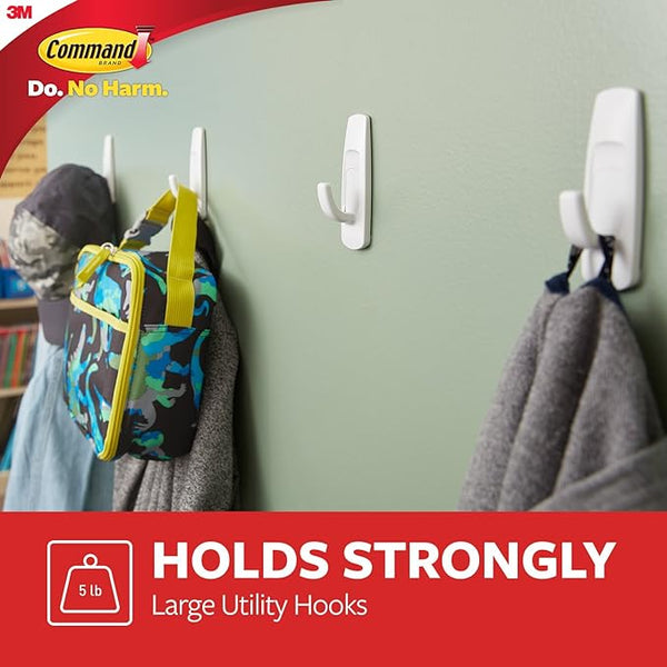 Command Large Utility Hook, White, 1-Hook, 2-Strips