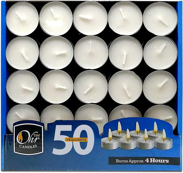 OHR- TEA LIGHT CANDLES BOXED- 50 PACK