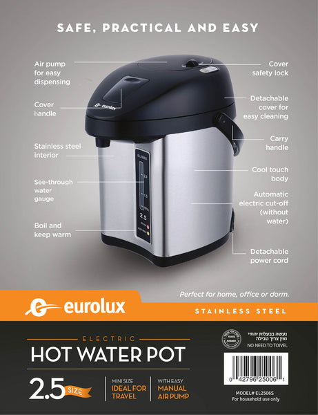 EUROLUX ELECTRIC HOT WATER POT 2.5 QT