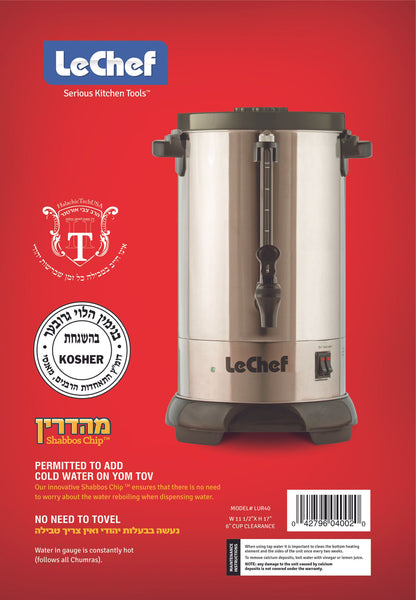 LE'CHEF ELECTRIC HOT WATER URN 40 CUP