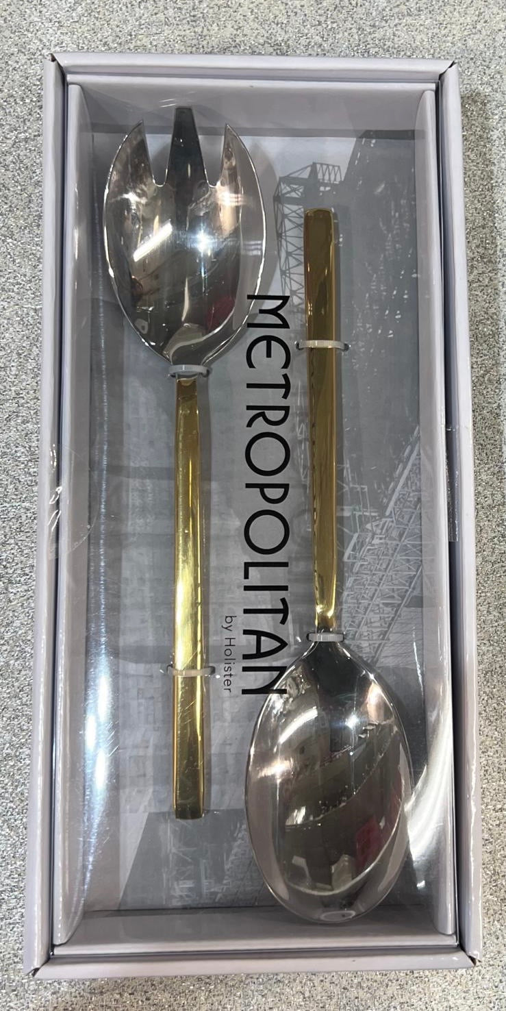 GOLD PLATED TWO PIECE SALAD SERVING SET