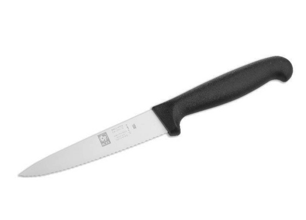 Icel 4-1/2" Serrated-Edge Stainless Steel Utility Knife with Plastic Handle